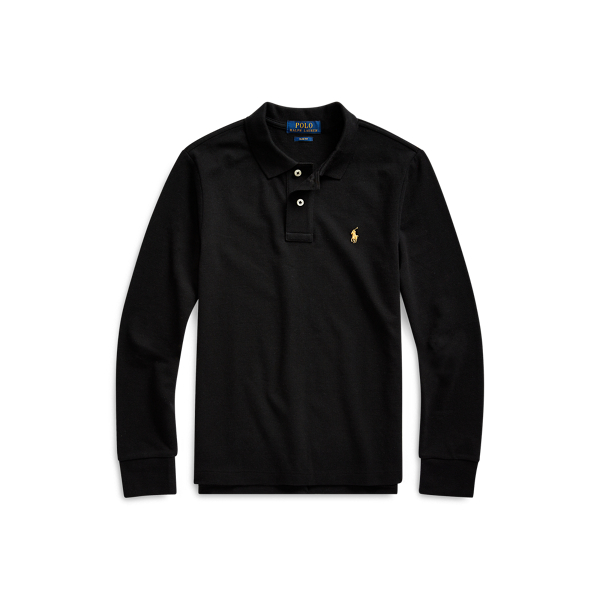 Cotton Mesh Long-Sleeve Polo Boys 6-14 Years em 1