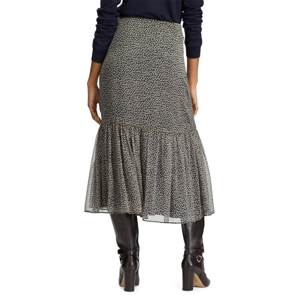 Georgette-Stufenrock mit Druck Lauren in Lauren-Navy/Taupe 5