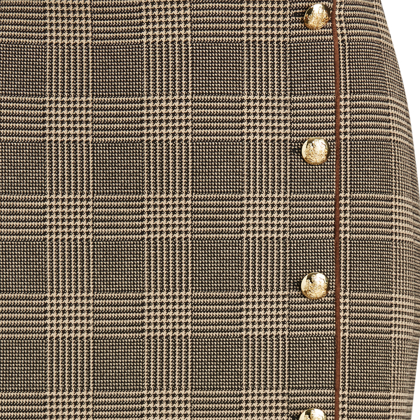Brown Tan Multi Button-Trim Glen Plaid Skirt Lauren 5