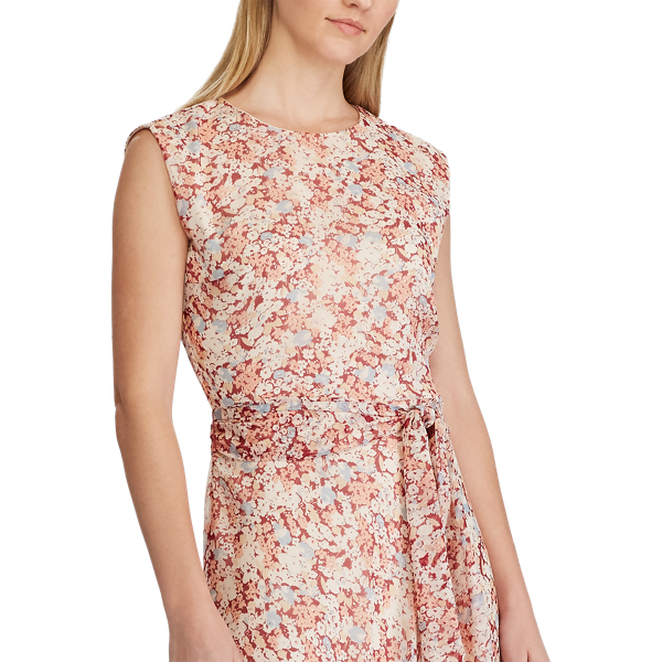 Dark Raspberry Multi Floral-Print Georgette Dress Lauren 4
