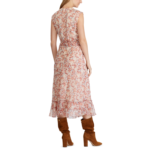 Dark Raspberry Multi Floral-Print Georgette Dress Lauren 5
