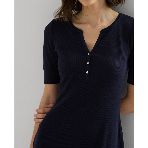 Lauren Navy Cotton Fit-and-Flare Dress Lauren 6