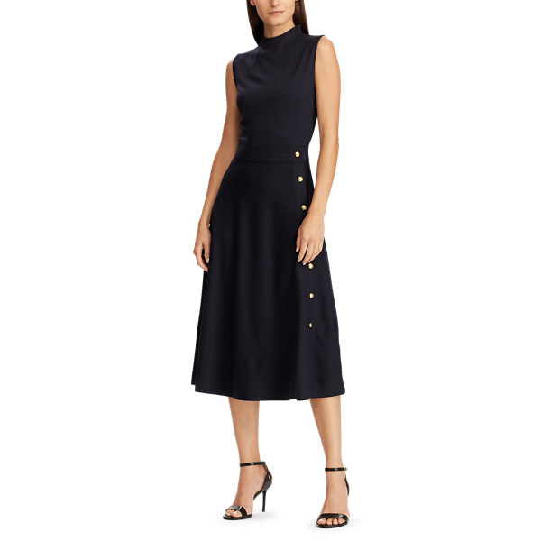 Button Trim Ponte Dress for Women Ralph Lauren CL