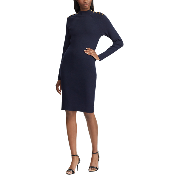 Lauren Navy Cotton-Blend Sweater Dress Lauren 3