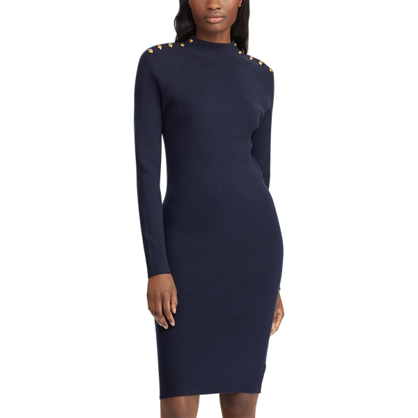 Lauren Navy Cotton-Blend Sweater Dress Lauren 4