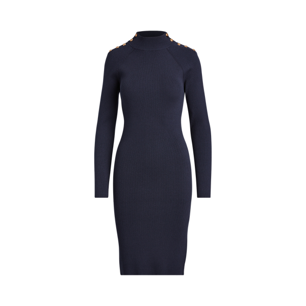 Lauren Navy Cotton-Blend Sweater Dress Lauren 1