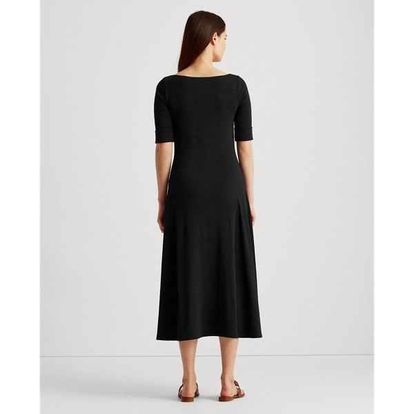 Robe mi-longue en coton stretch Lauren en Noir 5