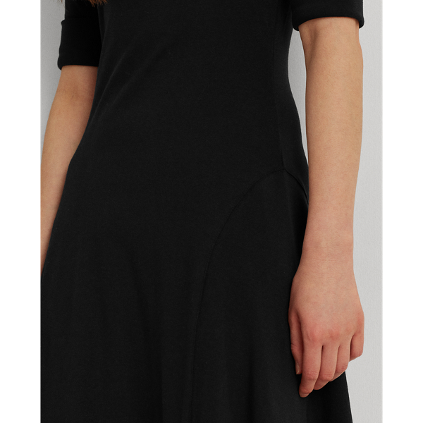 Robe mi-longue en coton stretch Lauren en Noir 6