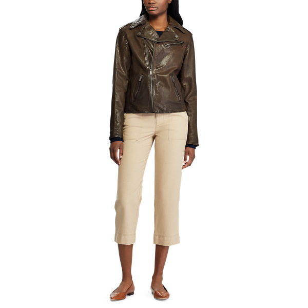 Bristol Olive Tumbled Leather Jacket Lauren 3