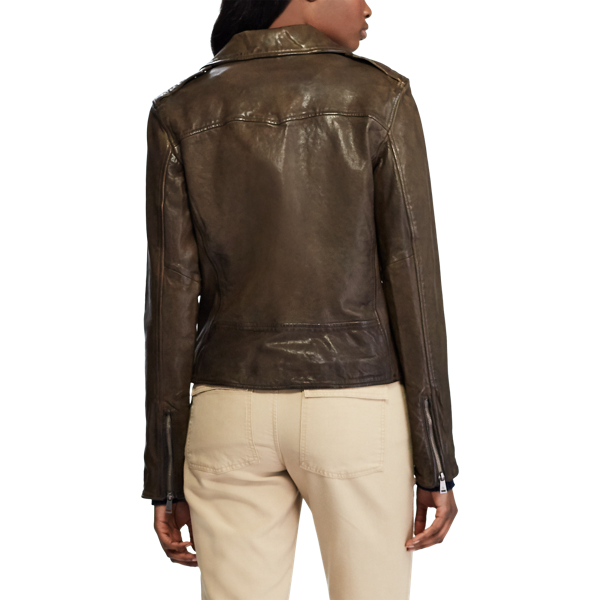 Bristol Olive Tumbled Leather Jacket Lauren 5