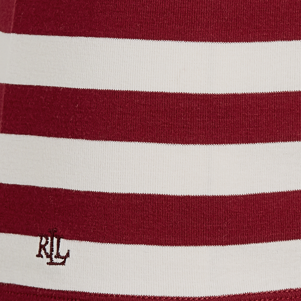 Rasberry/Mascarpone Cream Striped Puff-Sleeve Cotton Top Lauren 5