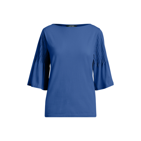 Pintuck-Sleeve Jersey Top Lauren in 1