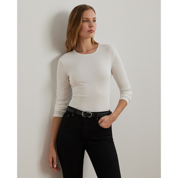 Cotton-Blend Long-Sleeve Top