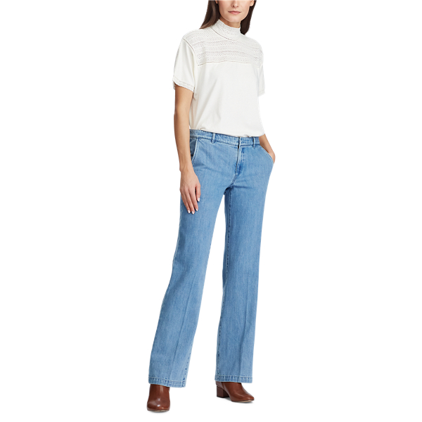 Pale Cream Lace-Trim Mockneck Top Lauren 2