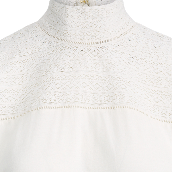 Pale Cream Lace-Trim Mockneck Top Lauren 5
