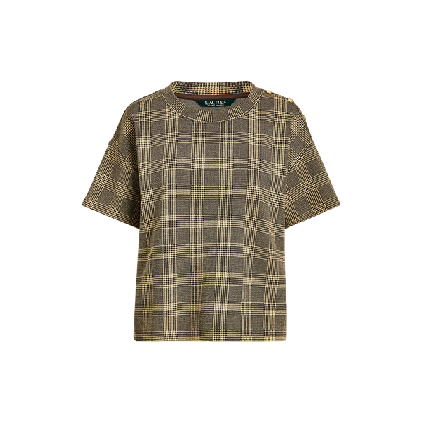 Button-Trim Glen Plaid Top Lauren in 1