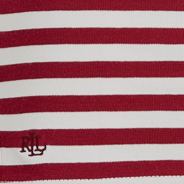 Rasberry/Mascarpone Cream Striped Cotton Boatneck Top Lauren 5