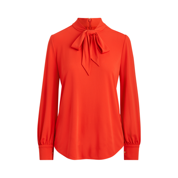 Jersey Tie-Neck Top Lauren 1