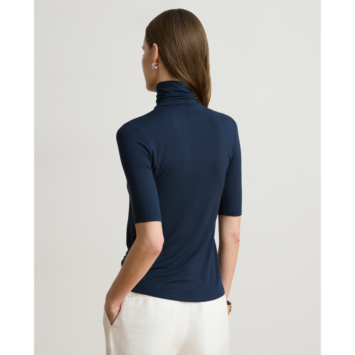 Женская футболка Ralph Lauren Stretch Jersey Turtleneck, цвет: Тёмно-синий — фото 2