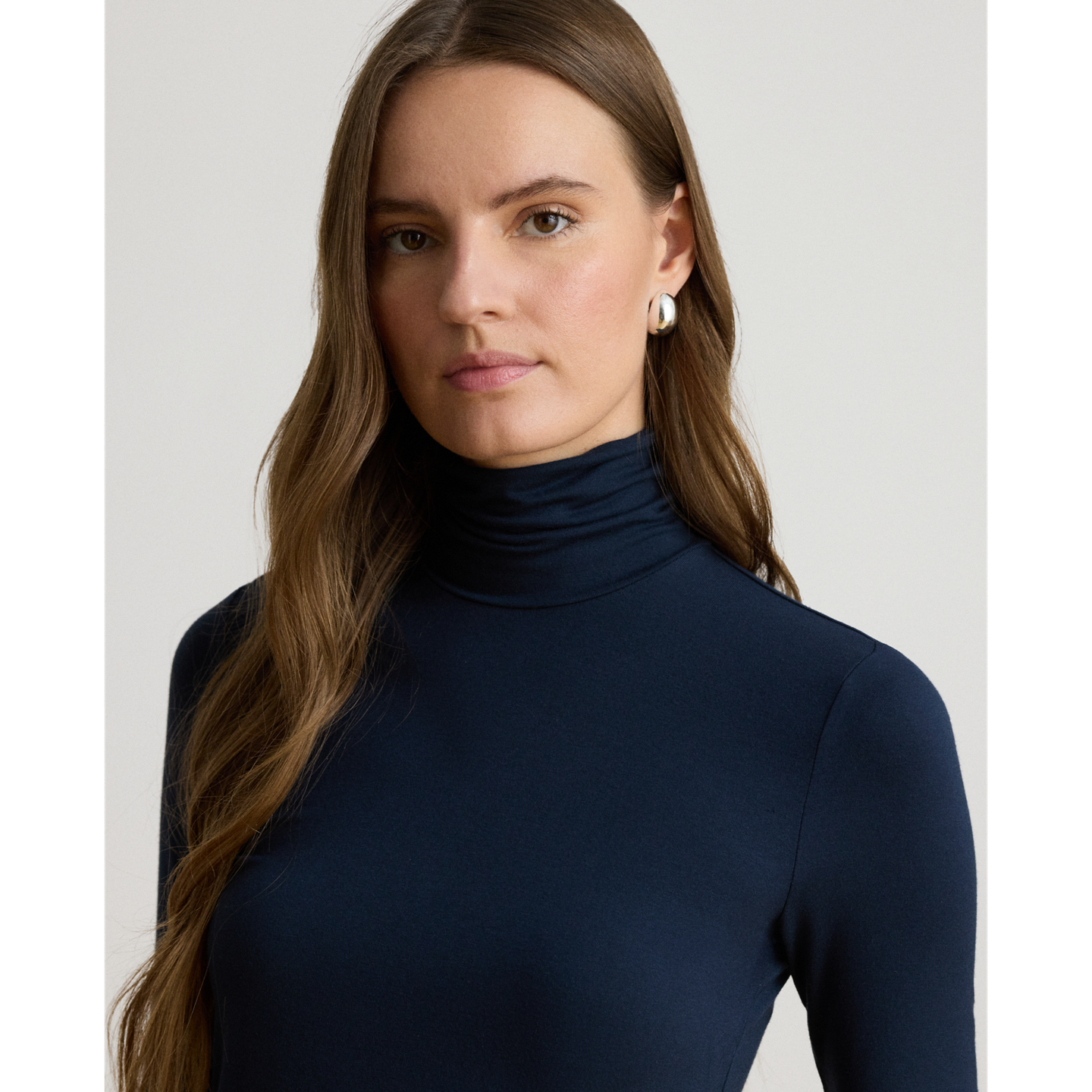 Женская футболка Ralph Lauren Stretch Jersey Turtleneck, цвет: Тёмно-синий — фото 3