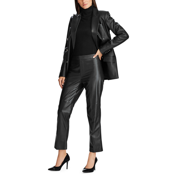 Polo Black Straight-Leg Leather Pant Lauren 2