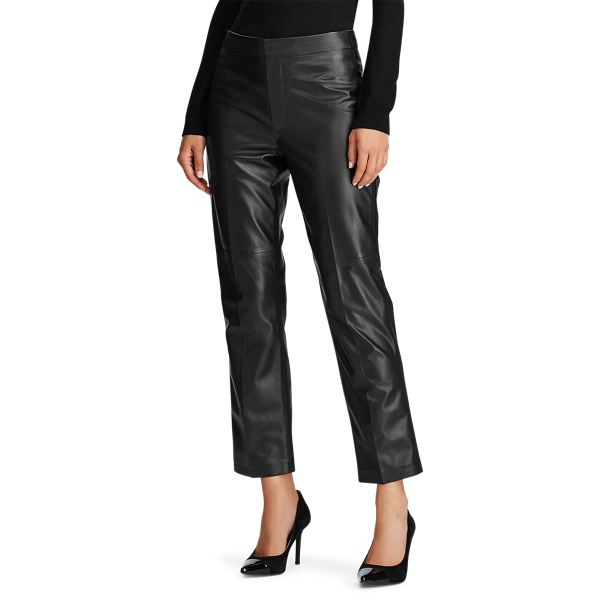 Polo Black Straight-Leg Leather Pant Lauren 3