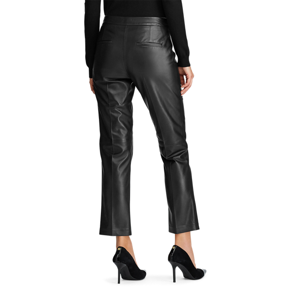 Polo Black Straight-Leg Leather Pant Lauren 4