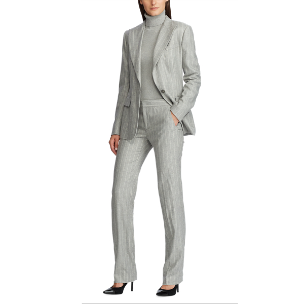 Creased Straight-Leg Pant Lauren in Light Grey Multi 2