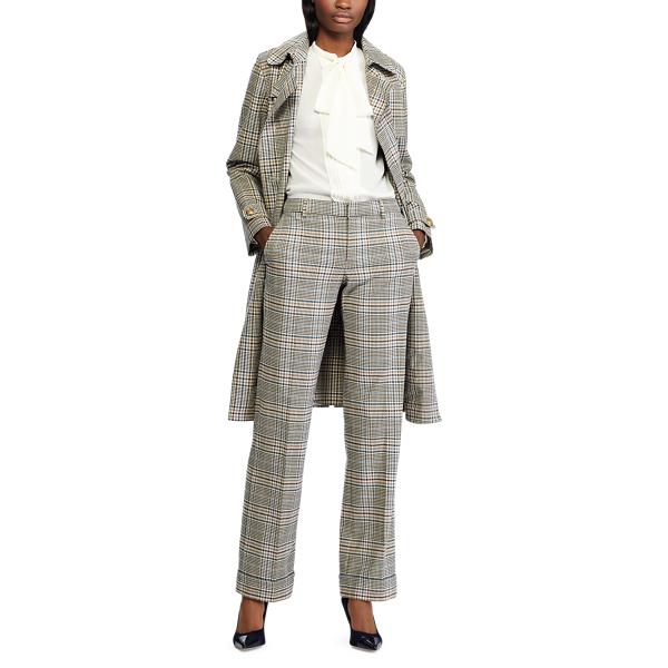 Glencheck-Hose mit weitem Bein Lauren in Braun/Blau multi 2