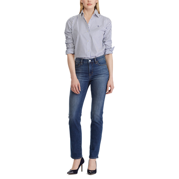 City Blue Wash Premier Straight Curvy Jean Lauren 3