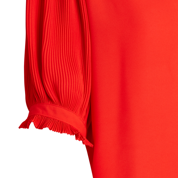 Sporting Orange Pleated-Sleeve Georgette Top Lauren 2