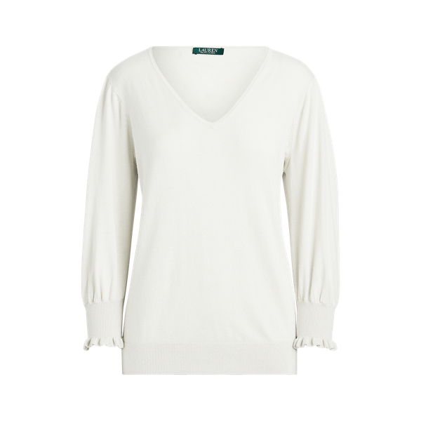 Jersey de algod&oacute;n con ribete de volantes Lauren en 1