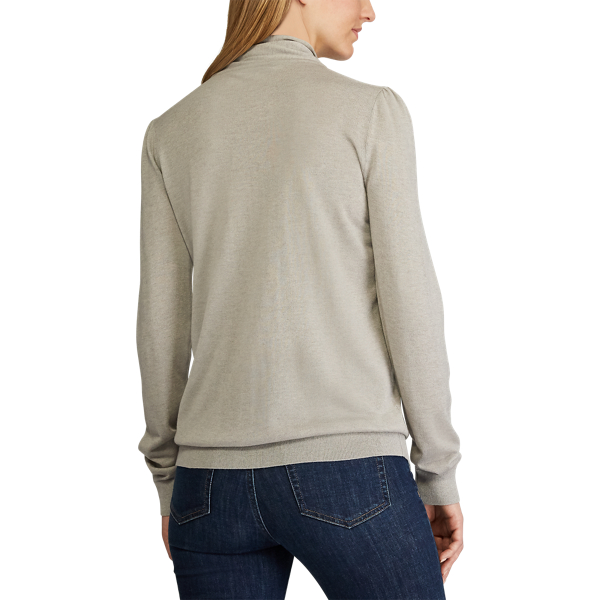 Pearl Grey Heather Knit Tie-Neck Sweater Lauren 4