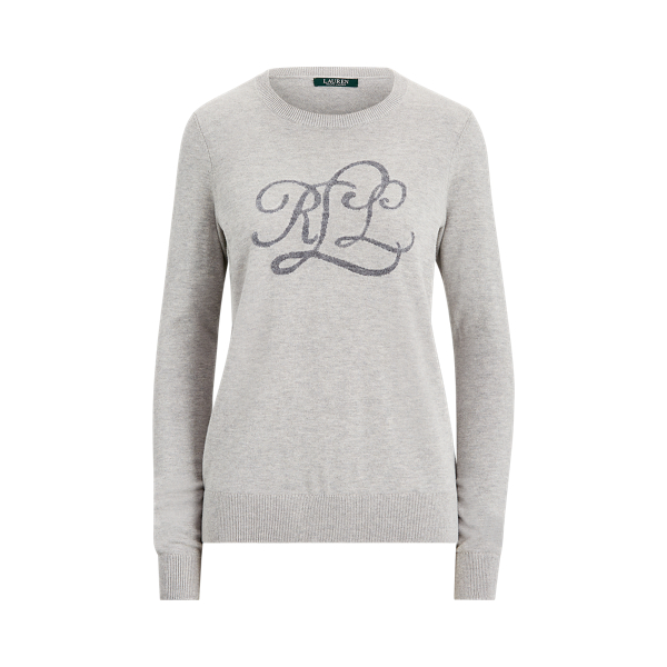 Pull &agrave; logo en tricot intarsia