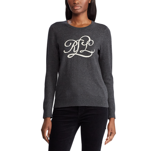 Madison Grey Heather Intarsia-Knit-Logo Jumper Lauren 3