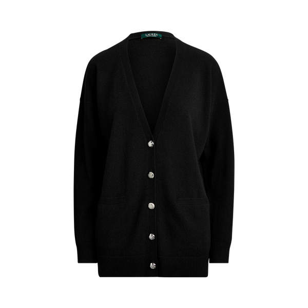 V Neck Washable Cashmere Cardigan Black Cashmere V Neck Cardigan