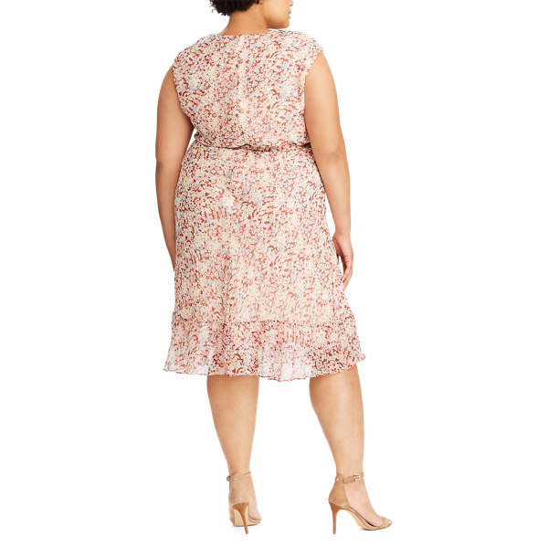 Dark Raspberry Multi Floral-Print Georgette Dress Lauren Woman 5