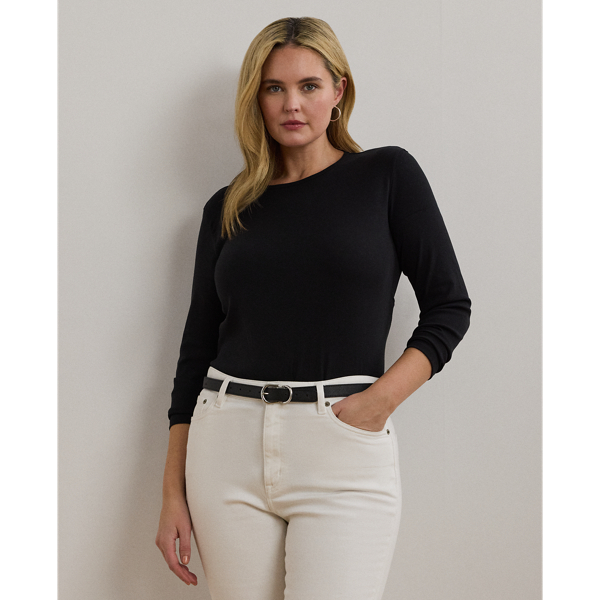 Polo Black Stretch Long-Sleeve Tee Lauren Woman 1