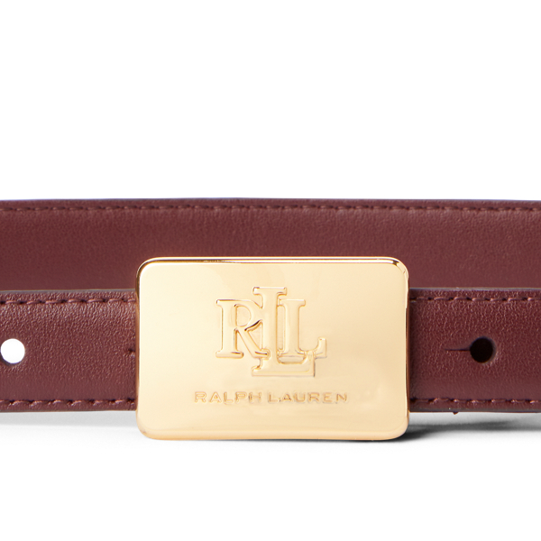 Bordeaux Plaque-Buckle Leather Belt Lauren 2
