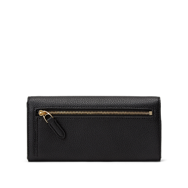 Black Pebbled Leather Medium Wallet Lauren 2