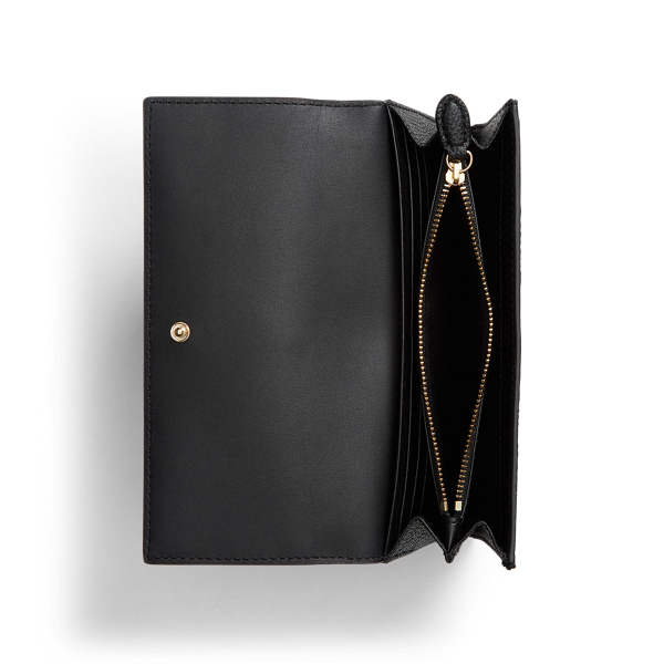 Black Pebbled Leather Medium Wallet Lauren 3
