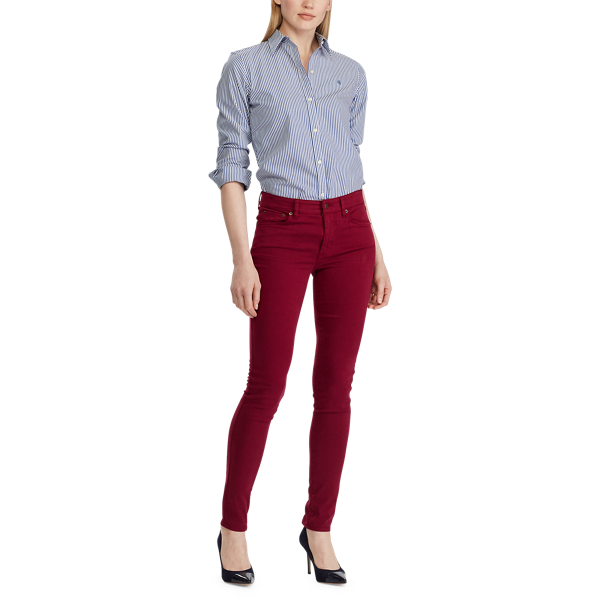 Dark Raspberry Premier Skinny Sateen Trouser Lauren 2