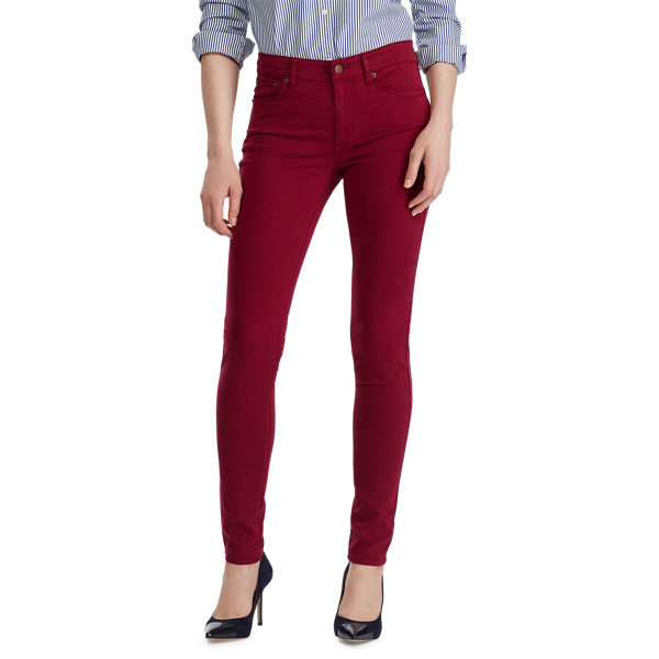 Dark Raspberry Premier Skinny Sateen Trouser Lauren 3