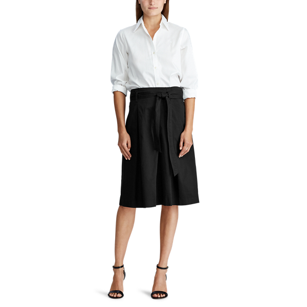 Black Belted Cotton Twill Skirt Lauren 3