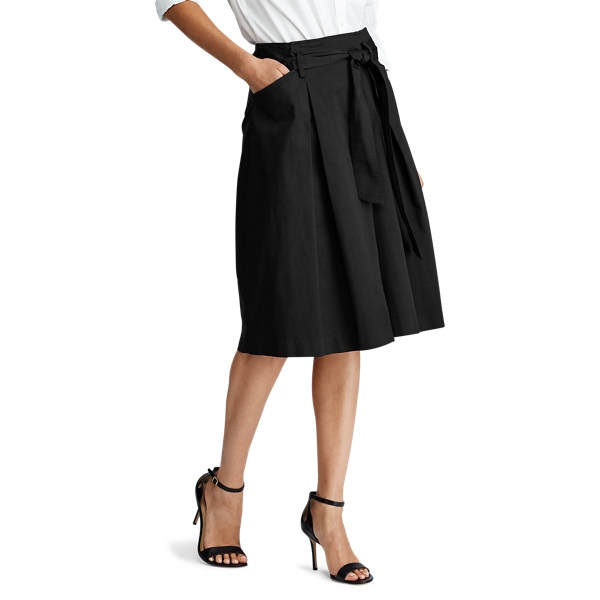 Black Belted Cotton Twill Skirt Lauren 4