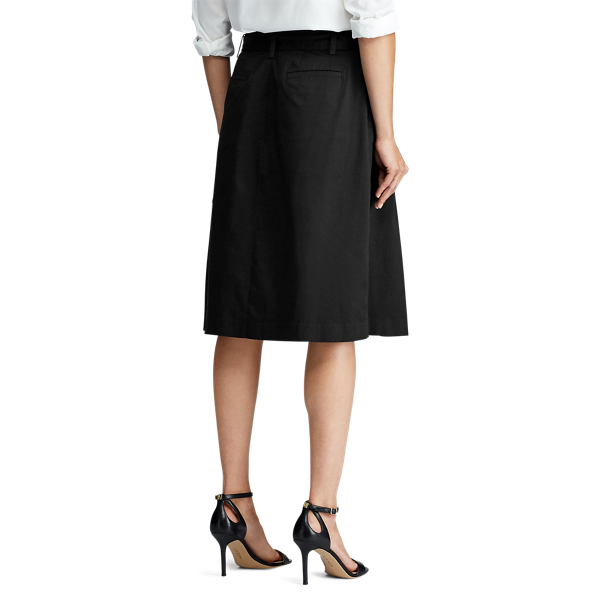 Black Belted Cotton Twill Skirt Lauren 5