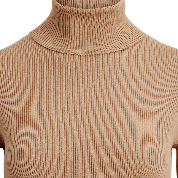 Classic Camel/Mascarpone Cotton-Blend Turtleneck Lauren 5