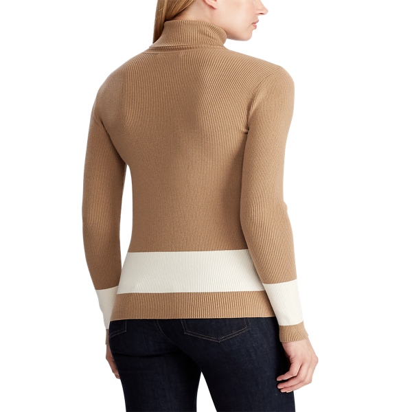 Classic Camel/Mascarpone Cotton-Blend Turtleneck Lauren 4