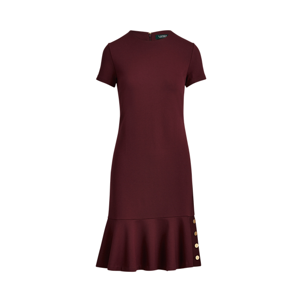 Button-Trim Ponte Dress