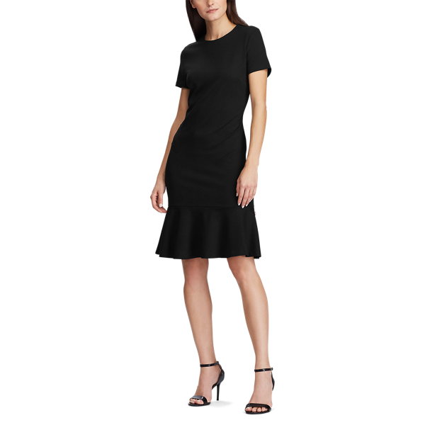 Black Button-Trim Ponte Dress Lauren 2